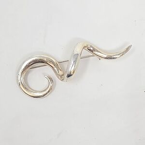 Vintage swirl curl silver tone pin brooch jewelry